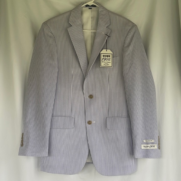Jos. A. Bank Other - Men’s JoS. A. Bank 1905 NWT Gray/Blue & White Pinstripe Suit Coat Size 36R/30W